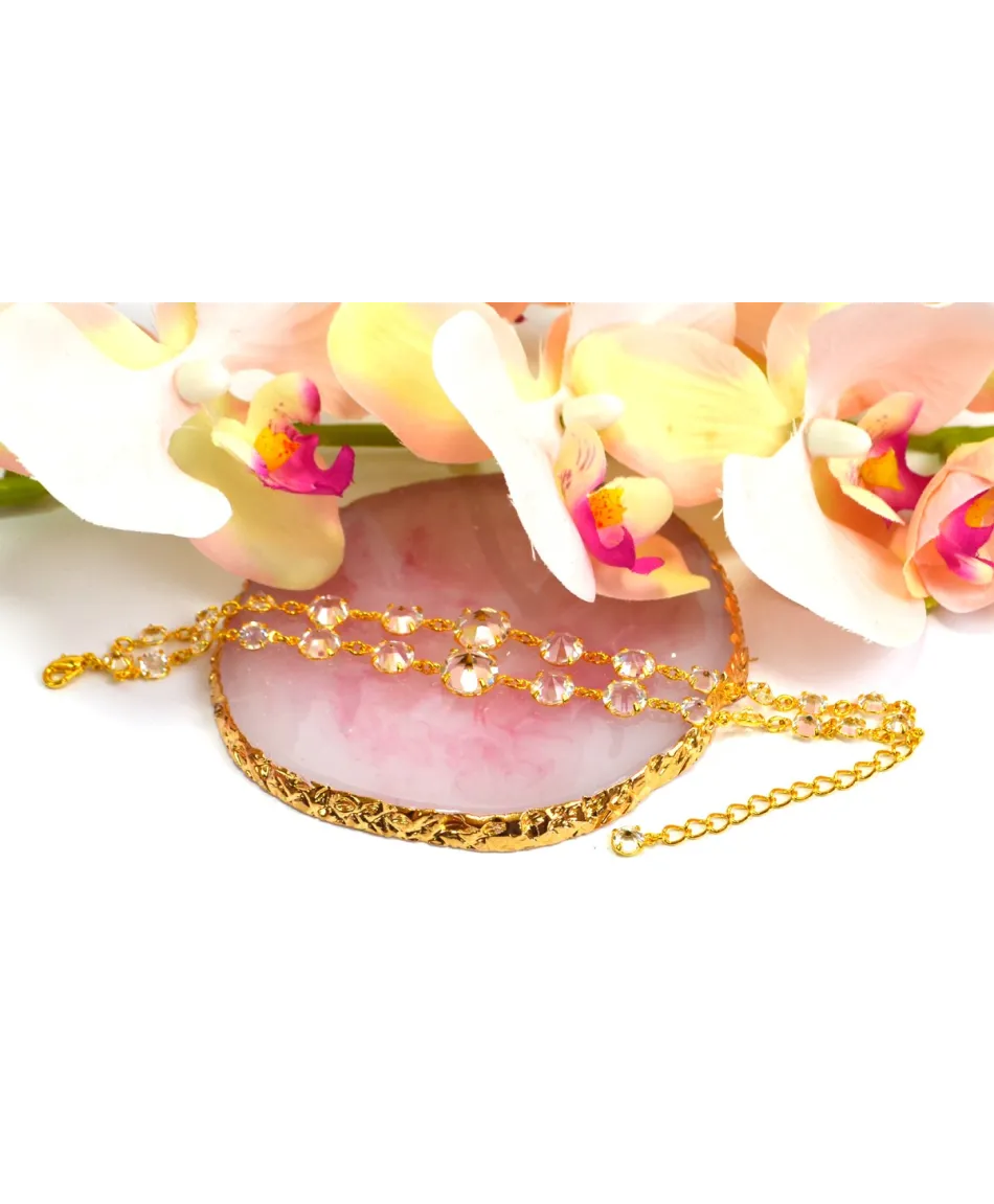 Bransoletka podwójne kryształki stopniowane złote