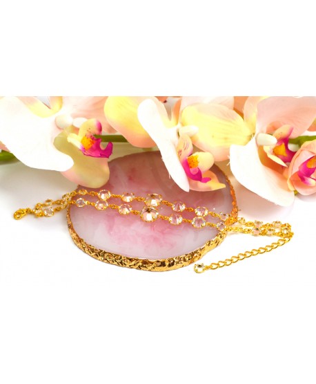 Bransoletka podwójne kryształki stopniowane złote