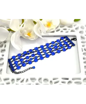 Bransoletka pięciorzędowa z kryształkami w różnych kolorach