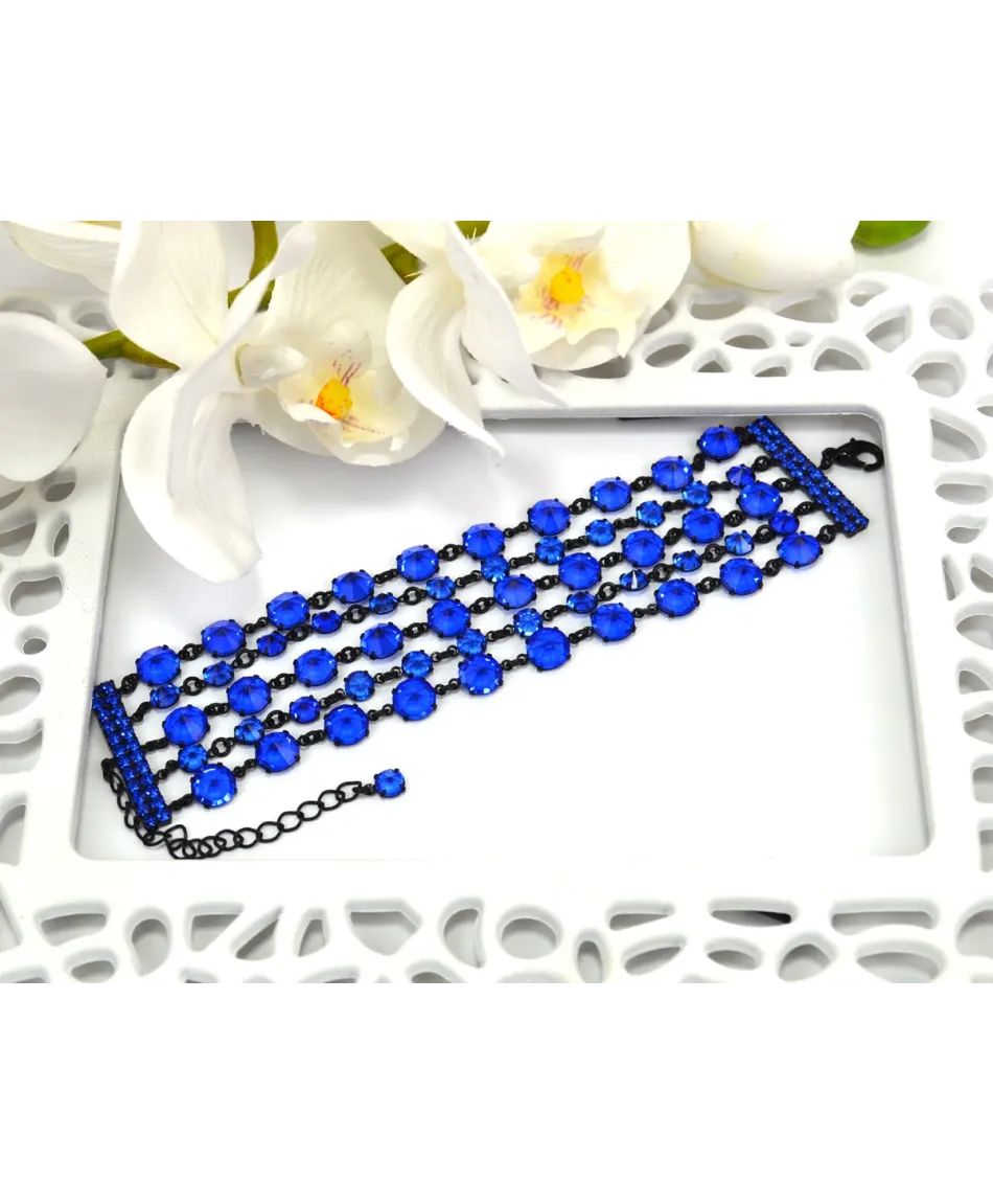 Bransoletka pięciorzędowa z kryształkami w różnych kolorach