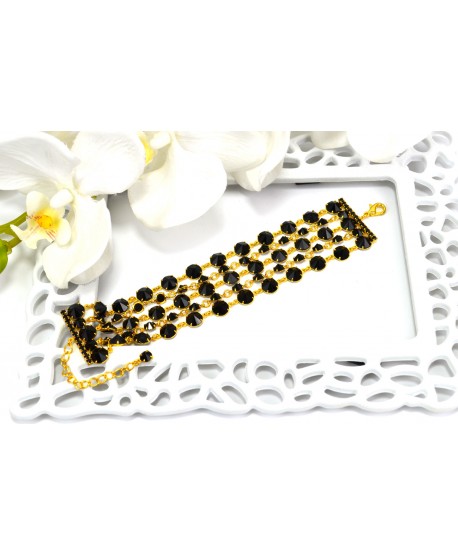 Bransoletka pięciorzędowa z kryształkami w różnych kolorach