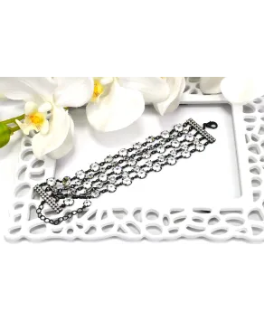 Bransoletka pięciorzędowa z kryształkami w różnych kolorach