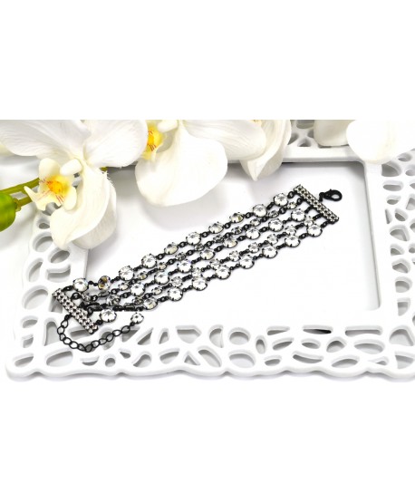 Bransoletka pięciorzędowa z kryształkami w różnych kolorach