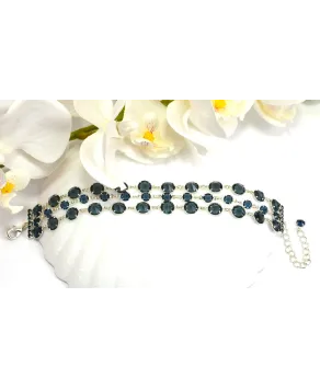 Bransoletka potrójna kolorowe kryształki w srebrnej oprawie