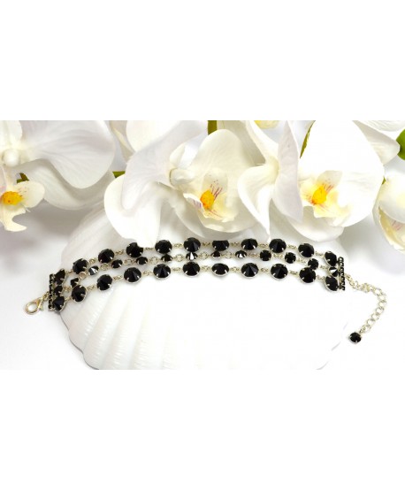 Bransoletka potrójna kolorowe kryształki w srebrnej oprawie