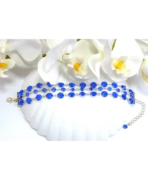 Bransoletka potrójna kolorowe kryształki w srebrnej oprawie