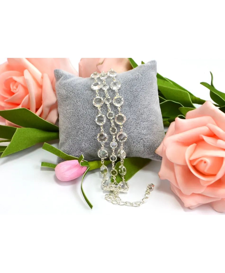 Bransoletka potrójna kryształki srebrne