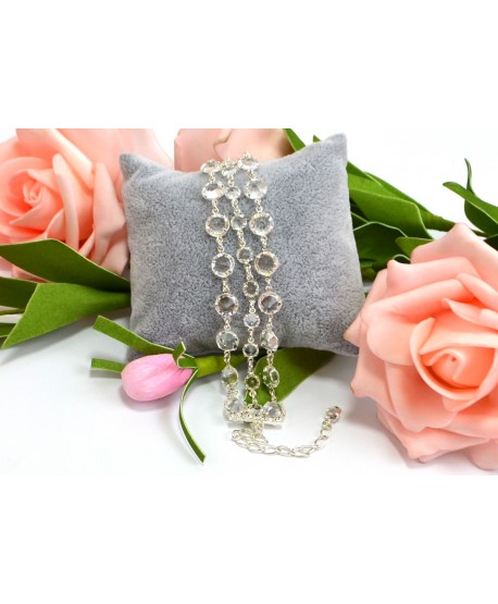 Bransoletka potrójna kryształki srebrne