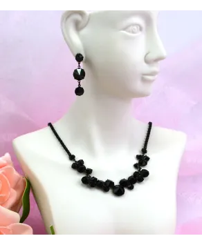 Komplet czarne kryształki