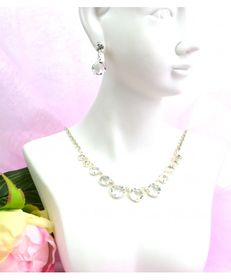 Komplet z kryształków w srebrnej oprawie