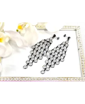 Kolczyki kryształki czarne w kształcie rombu