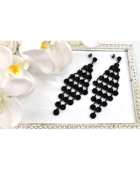 Kolczyki kryształki czarne w kształcie rombu