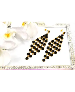 Kolczyki kryształki czarne w kształcie rombu