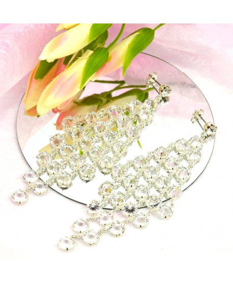 Kolczyki kryształki w srebrze romby