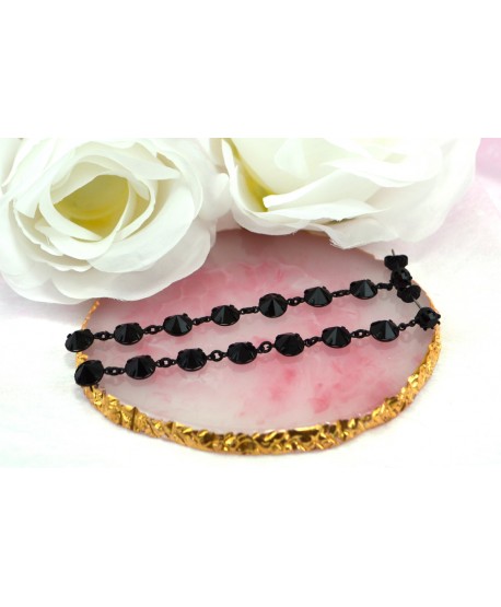 Kolczyki czarne czeskie kryształki długie