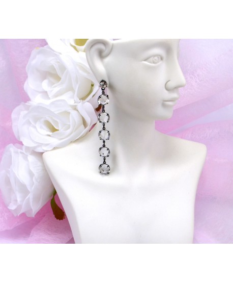 Kolczyki - przezroczysty chanel w czarnym - długość 9 cm