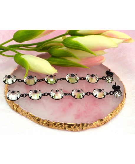 Kolczyki - przezroczysty chanel w czarnym - długość 9 cm