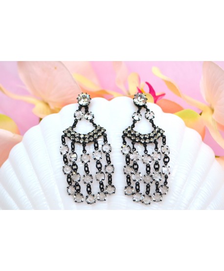 Kolczyki kryształki w czerni