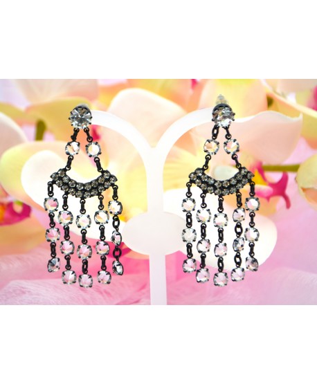 Kolczyki kryształki w czerni