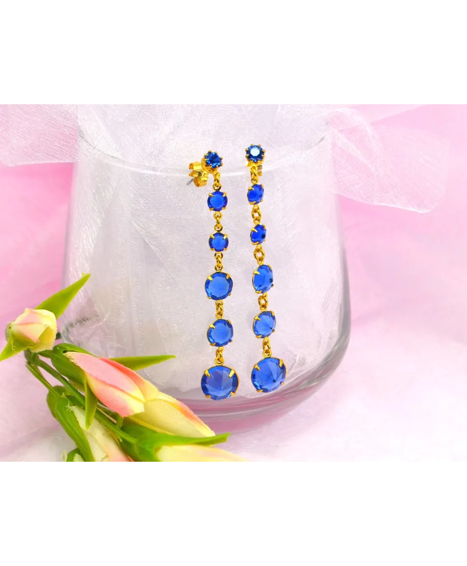 Kolczyki kryształki w złocie czerń chaber