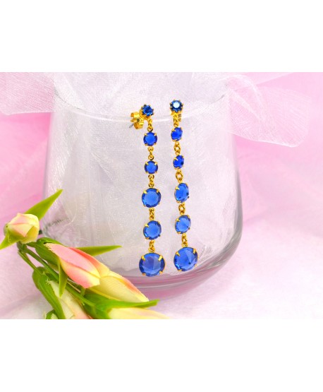 Kolczyki kryształki w złocie czerń chaber