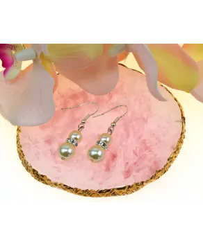 kolczyki perła ecru z cyrkoniami