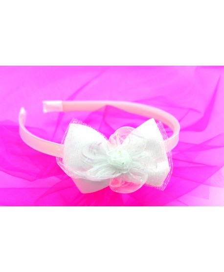 Opaska z kokardką biała