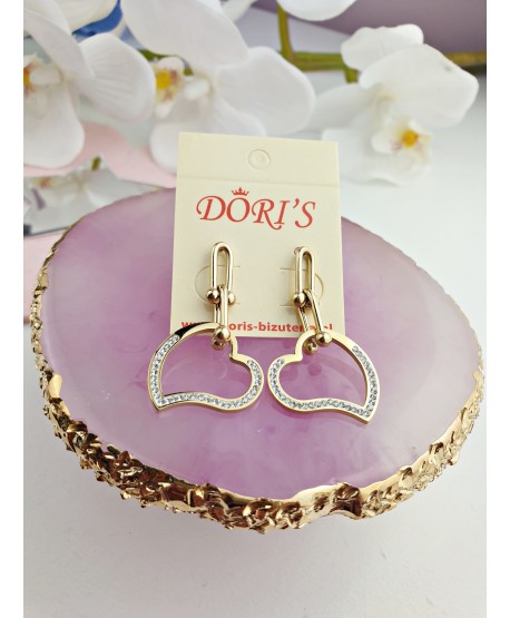 Kolczyki stal wiszące serduszka