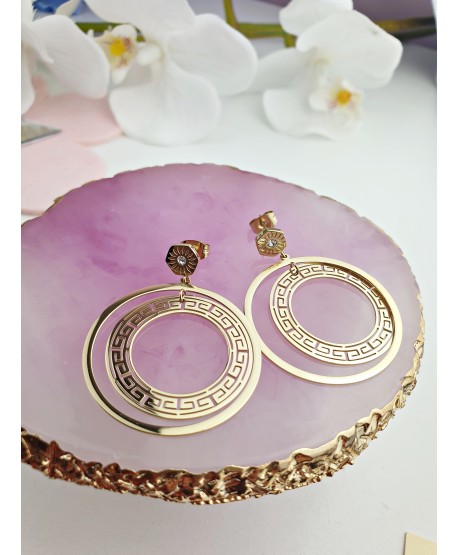 Kolczyki stal wiszące koła greckie