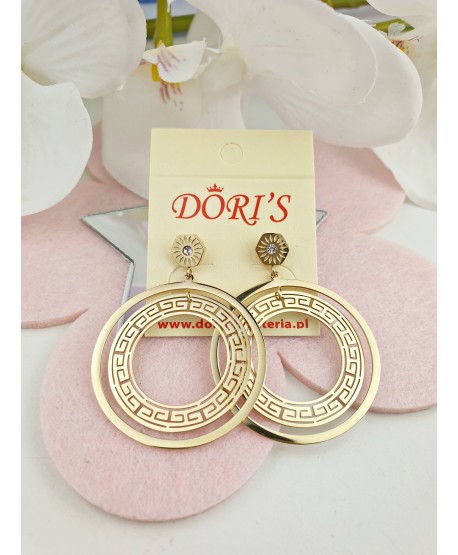 Kolczyki stal wiszące koła greckie