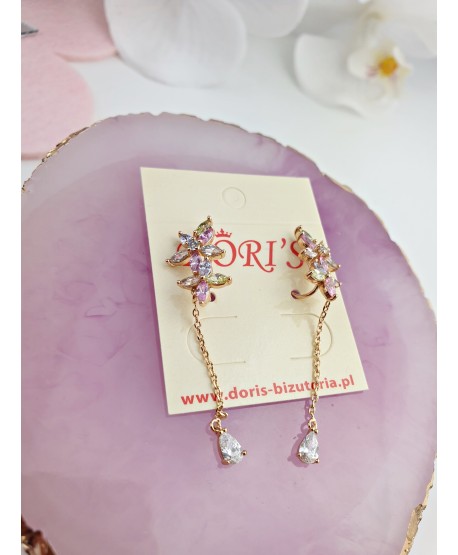 Kolczyki nausznice stal pastelowe kwiatuszki