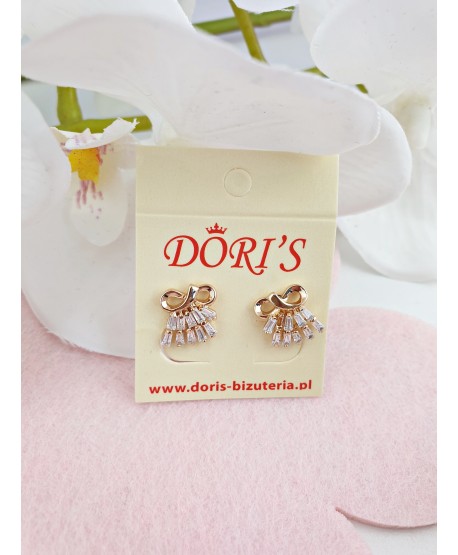 Kolczyki stal cyrkonie z kokardką