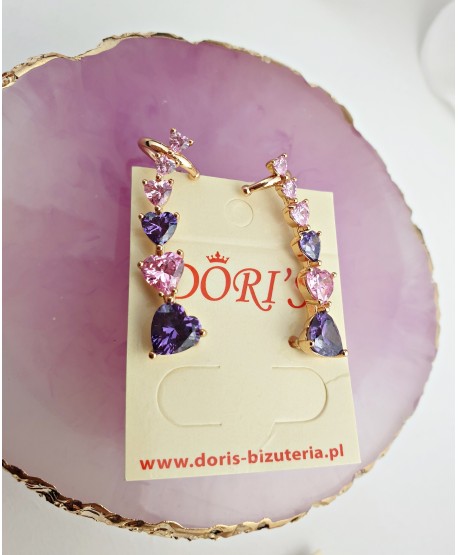 Kolczyki nausznice kolorowe cyrkonie