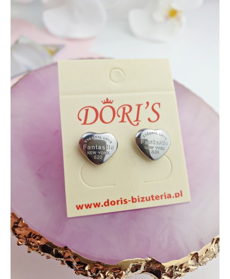 Kolczyki stal serca New York