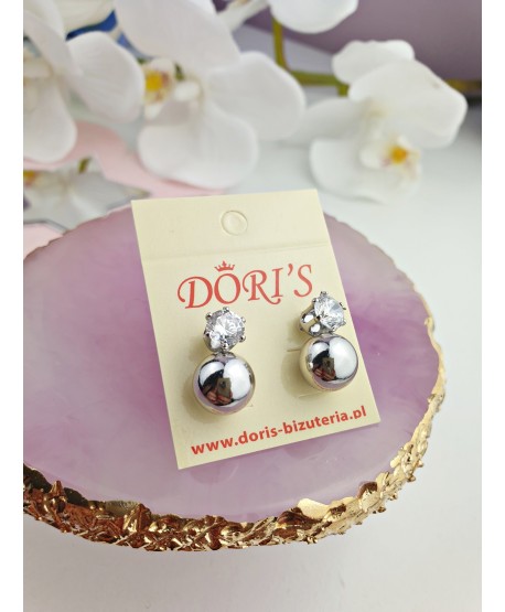 Kolczyki stal cyrkonia z kulką