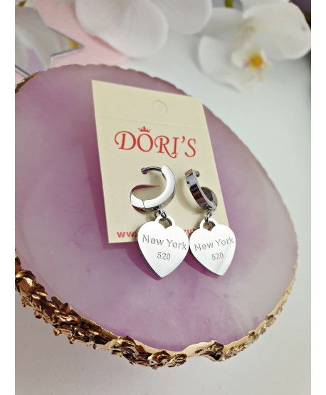 Kolczyki stal serca New York