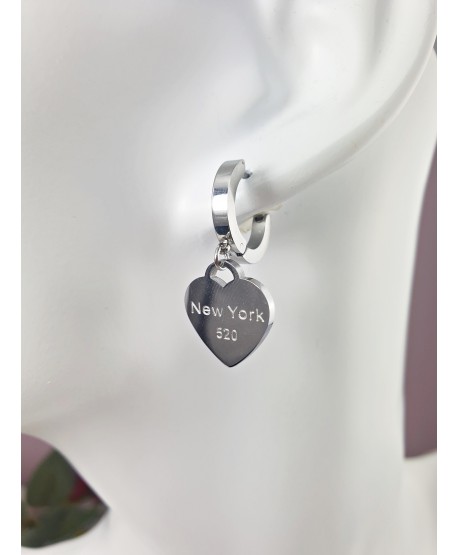 Kolczyki stal serca New York