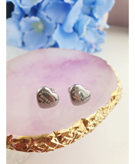 Kolczyki stal serca New York