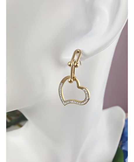 Kolczyki stal wiszące serduszka