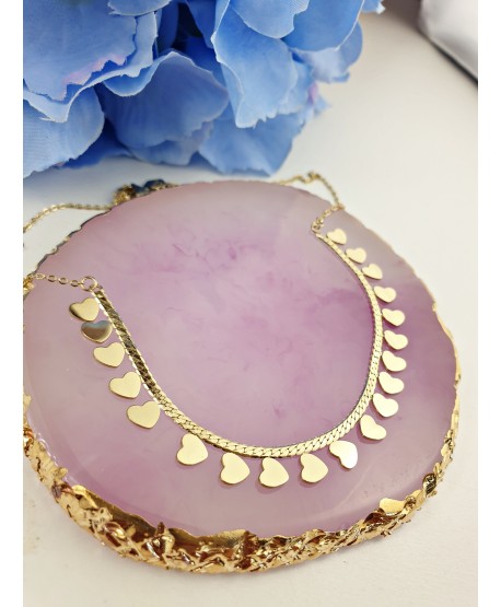 Naszyjnik stal złote serduszka