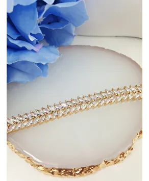 Bransoletka stal z cyrkoniami w łezki