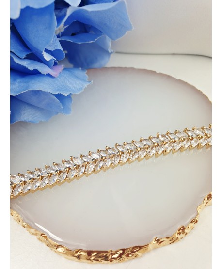 Bransoletka stal z cyrkoniami w łezki