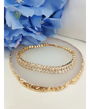 Bransoletka stal z cyrkoniami w łezki