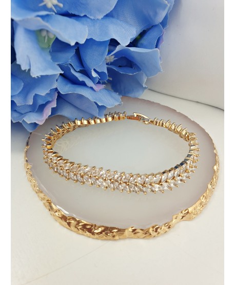 Bransoletka stal z cyrkoniami w łezki