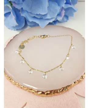 Bransoletka stal z cyrkoniami w złocie