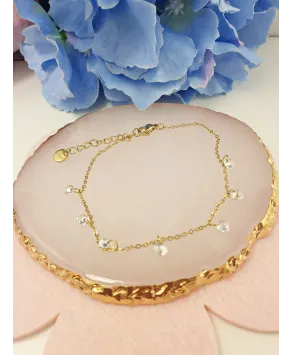 Bransoletka stal z cyrkoniami w złocie