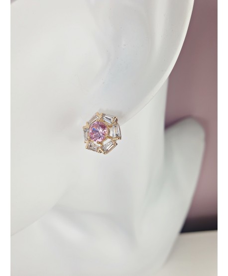 Kolczyki stal różowa cyrkonia