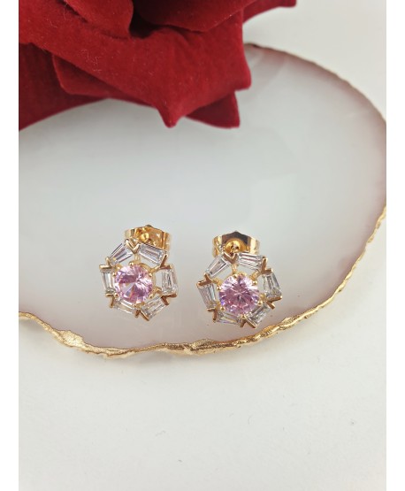 Kolczyki stal różowa cyrkonia