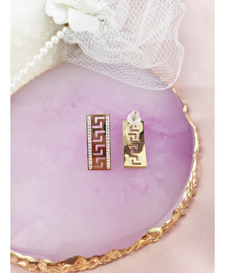 Kolczyki stal prostokąty z drogą grecką