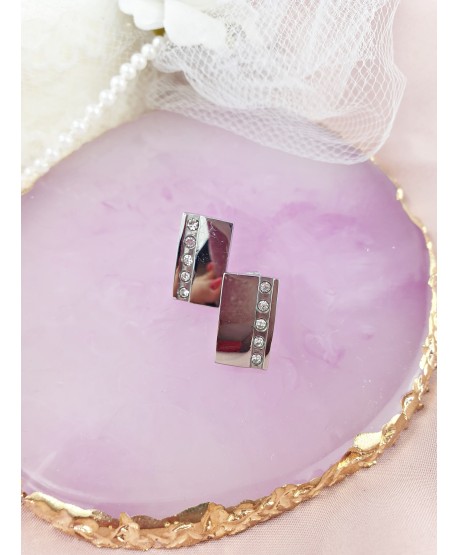 Kolczyki stal srebrne prostokąty